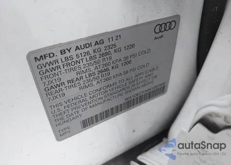 2022 Audi Q3 Premium 45 Tfsi S Line Quattro Tiptronic z USA, uszkodzony, nr VIN WA1DECF34N1052569